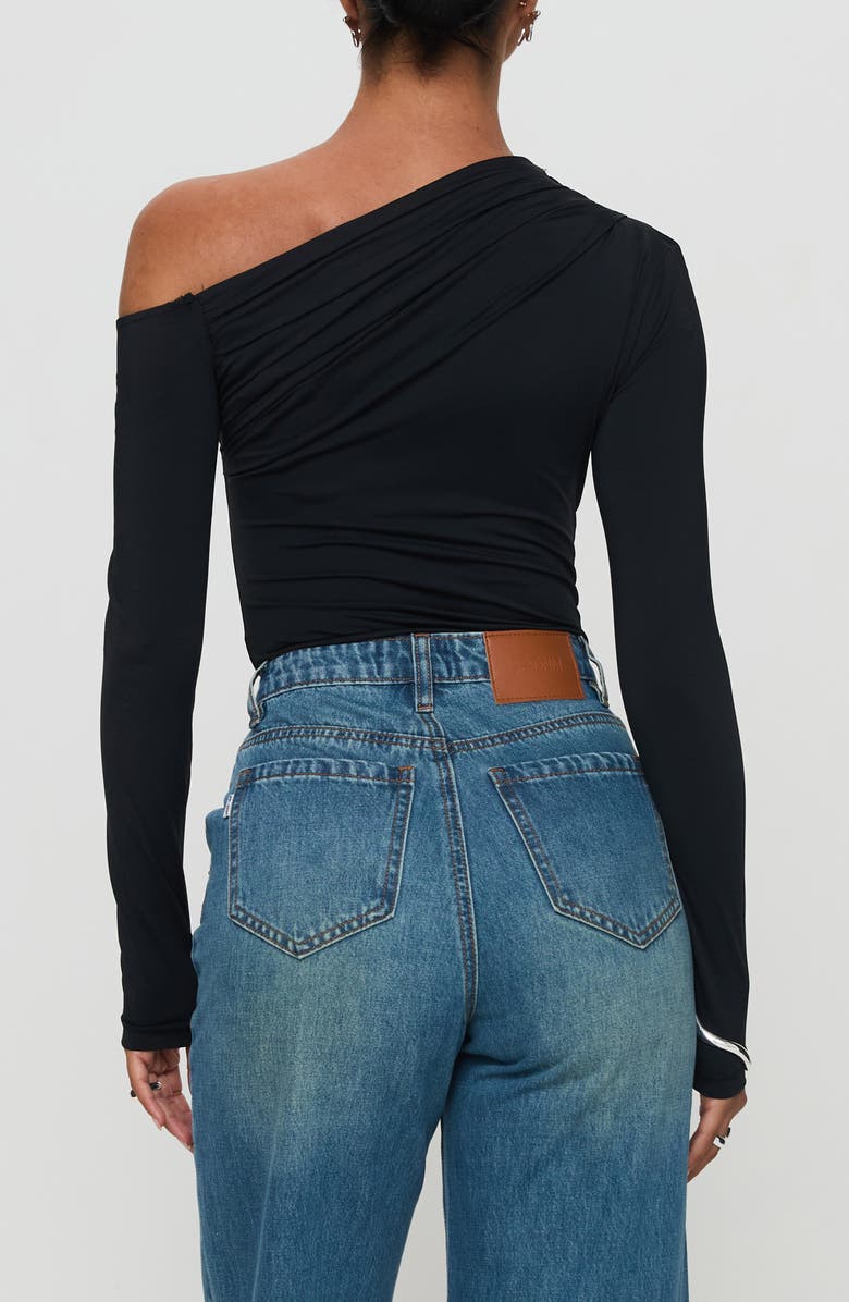 Princess Polly Antilles One-Shoulder Long Sleeve Bodysuit, Alternate, color, Black