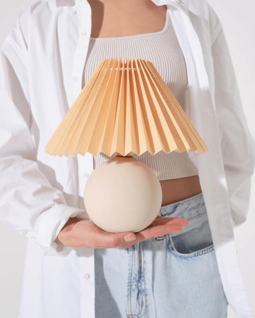 Brightech Serena 10" Ceramic Led Table Lamp With Retro Asian-inspired Orange Globe Base And Cream Pl In Beige/cream