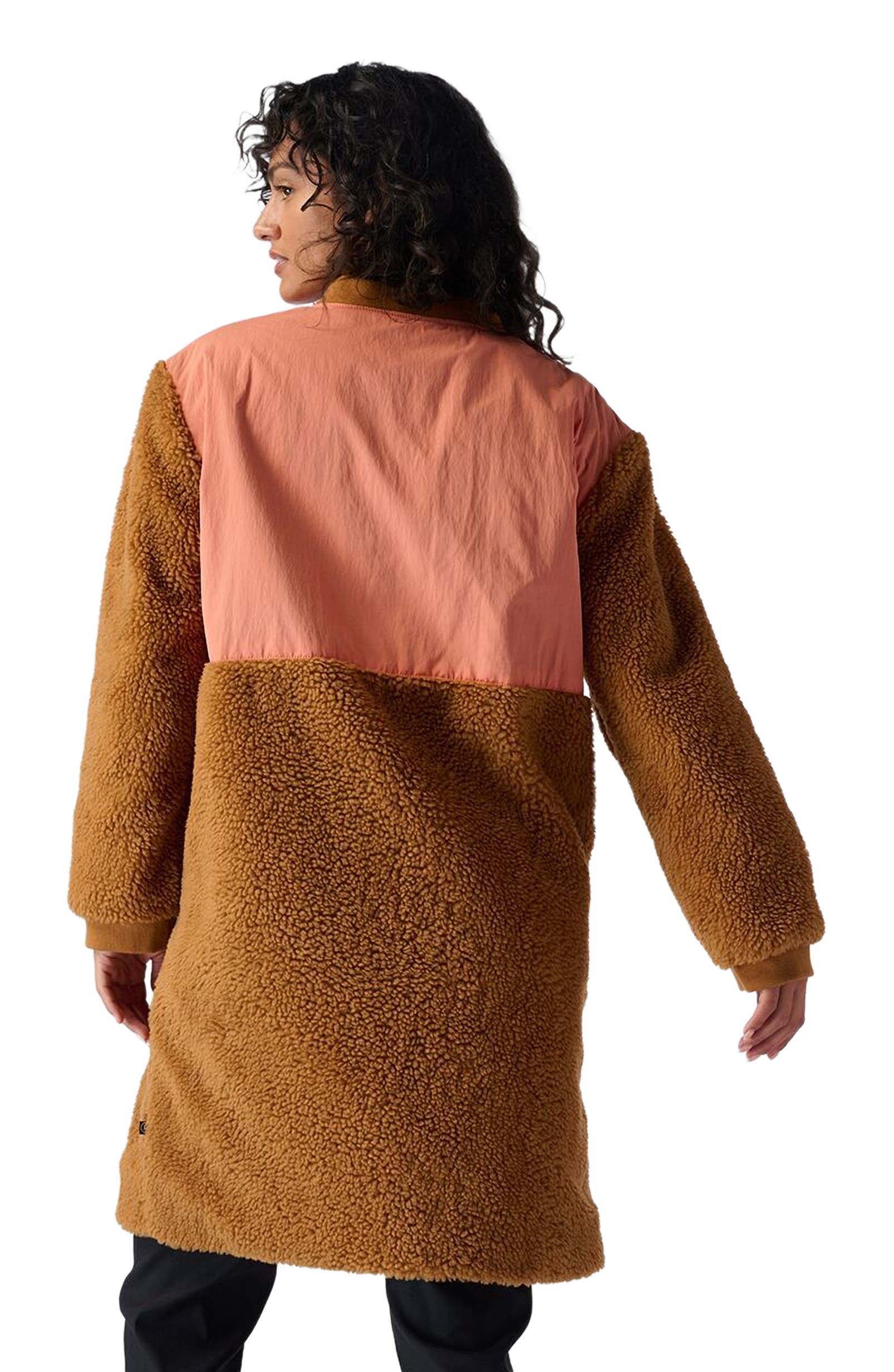 Mixed Fabric Fleece Long Coat - Women's - image 2