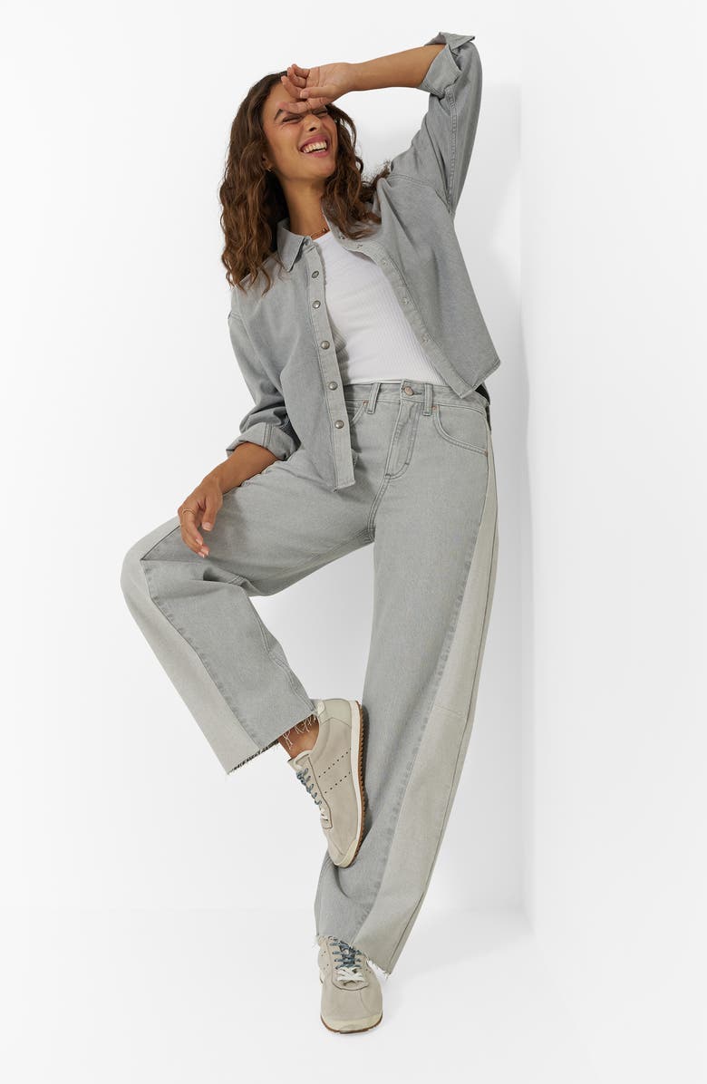 Lee Rider Low Slung Raw Hem Barrel Leg Jeans, Alternate, color, Dusk Gray