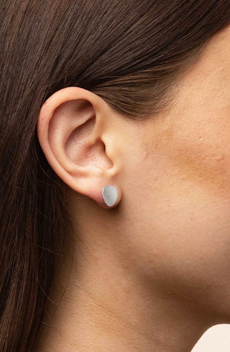 Bearfruit Jewelry Sterling Silver 18k Gold Plated Madeleine Round Disc Pendant Necklace & Stud Earrings Set, Alternate, color, Silver