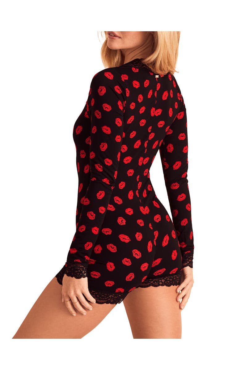 Adore Me Abbi Long Sleeve Romper, Alternate, color, Novelty Black