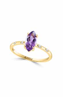 EFFY 14K Yellow Gold Amethyst & Diamond Ring