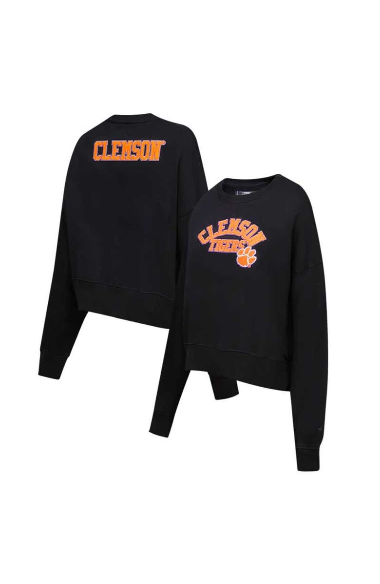 Post Women's Black Clemson Tigers Classic 3-Hit Pullover Sweatshirt, Main, color, Black
