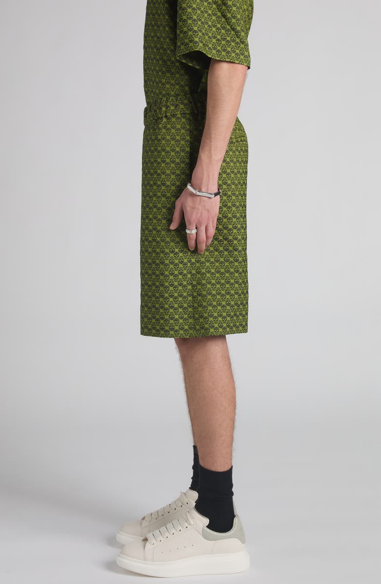 McQueen Skull Jacquard Pajama Shorts, Alternate, color, Absynthe