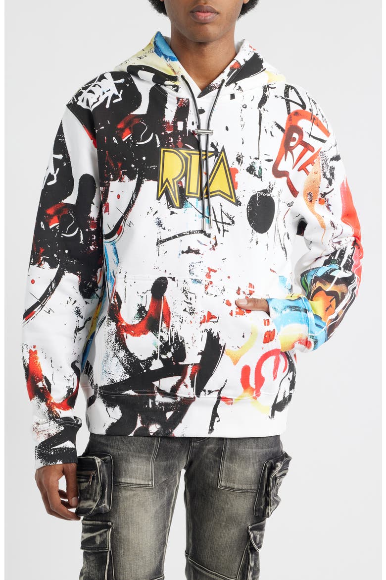Dion Graffiti Logo Graphic Hoodie, Main, color, WHITE GRAFFITI