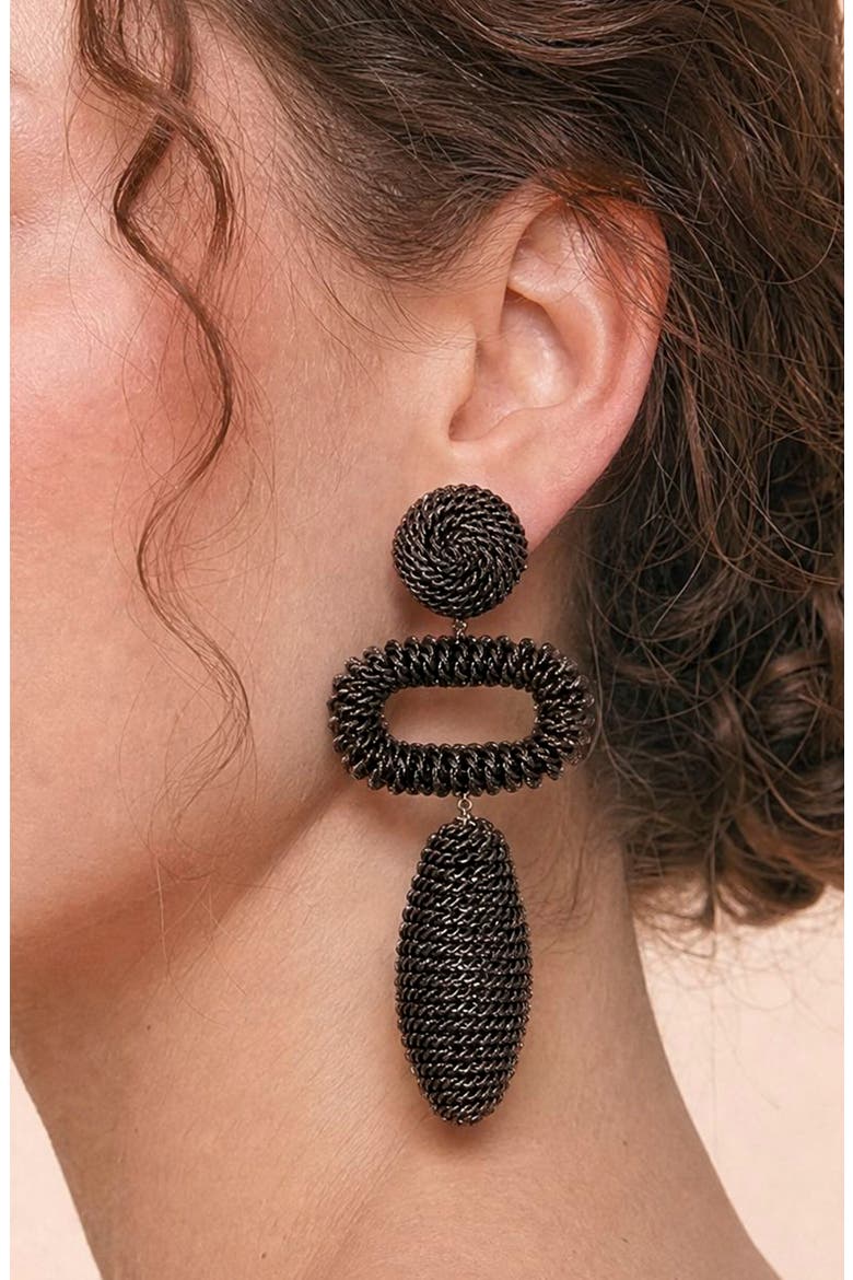 Fontana Drop Earrings, Alternate, color, BLACK