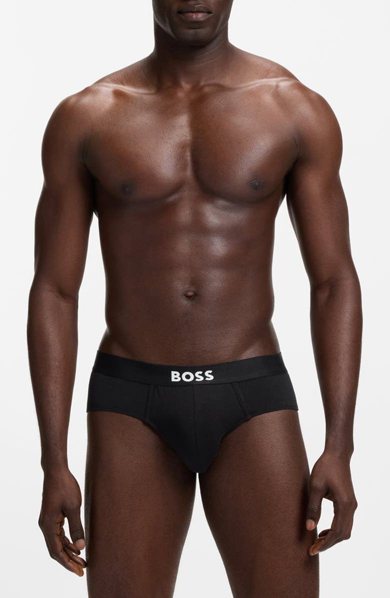 BOSS Assorted 3-Pack Power Stretch Cotton Briefs, Main, color, Black