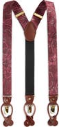CLIFTON WILSON Burgundy Paisley Silk Suspenders