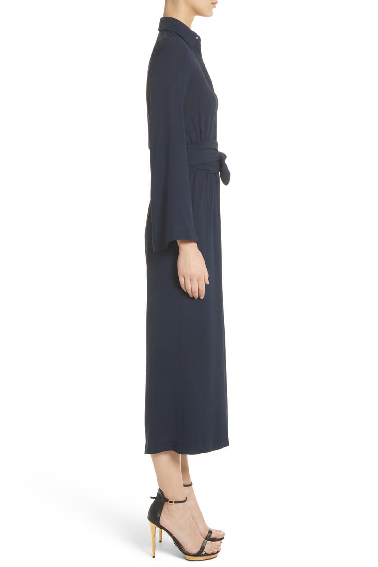 Belted Silk Jumpsuit, Alternate, color, MARITIME