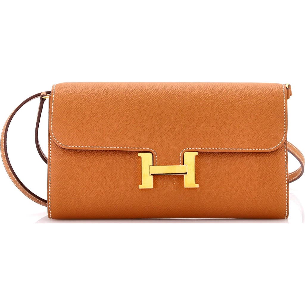 Pre-owned Hermes Hermes Constance To Go Wallet Epsom In Brown