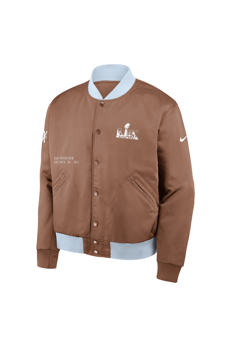 Men's Nike Brown Super Bowl LX Legacy Full-Snap Bomber Jacket, Alternate, color, Brown