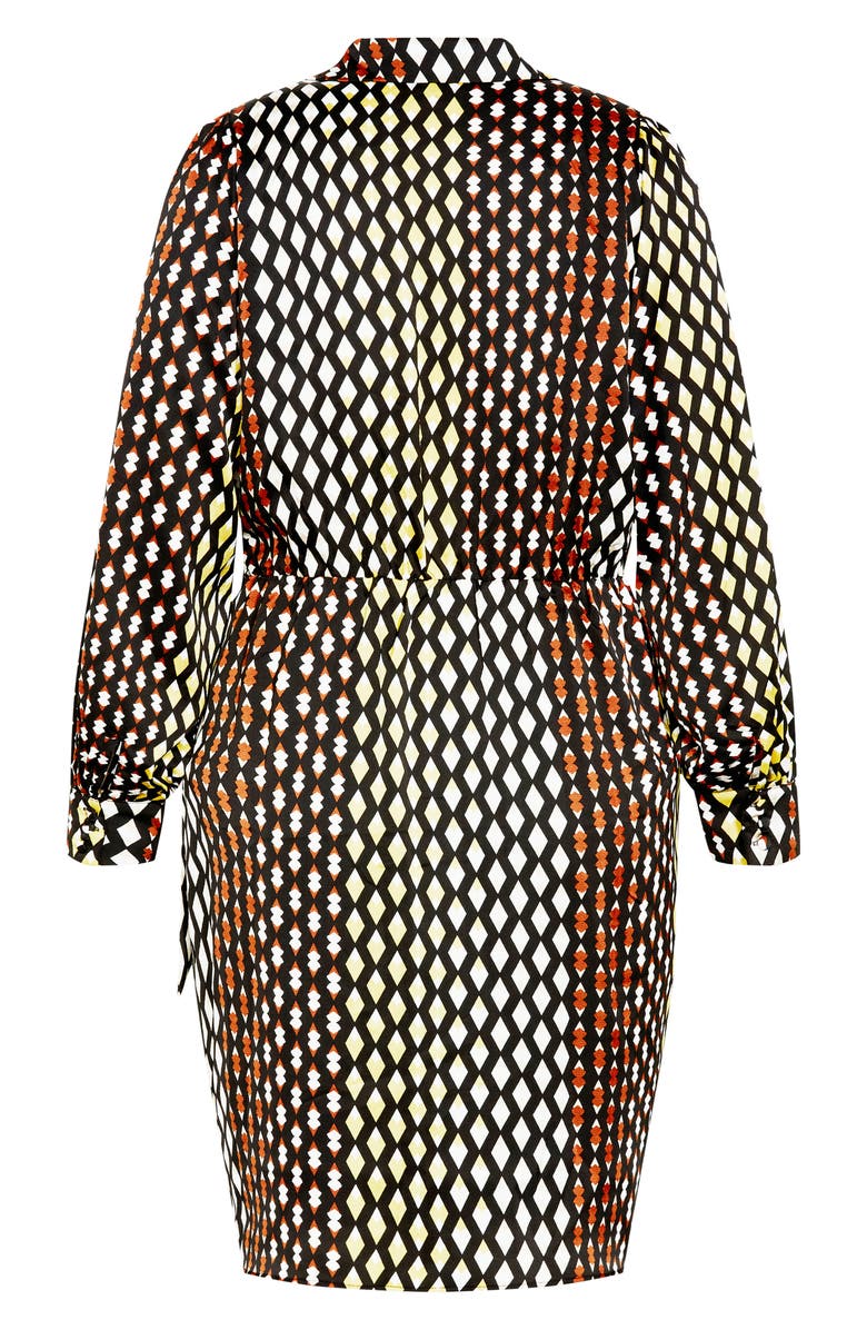 City Chic Marlowe Abstract Print Faux Wrap Dress, Alternate, color, Geo