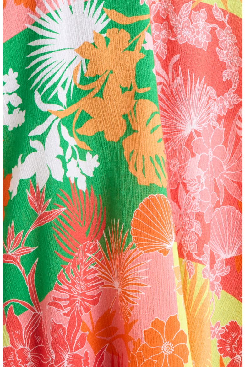 Floral Print Cover-Up Dress, Alternate, color, GREEN/ PINK MULTI