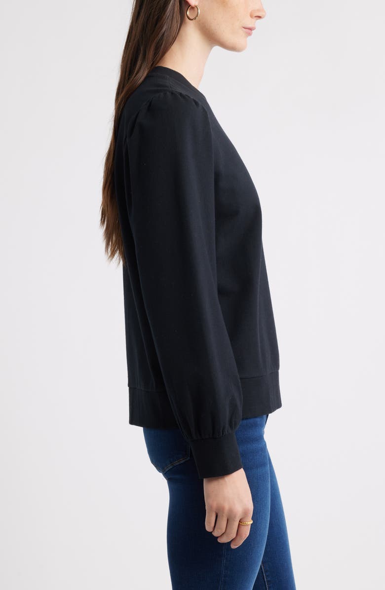 Caslon<sup>®</sup> Puff Shoulder Sweatshirt, Alternate, color, Black