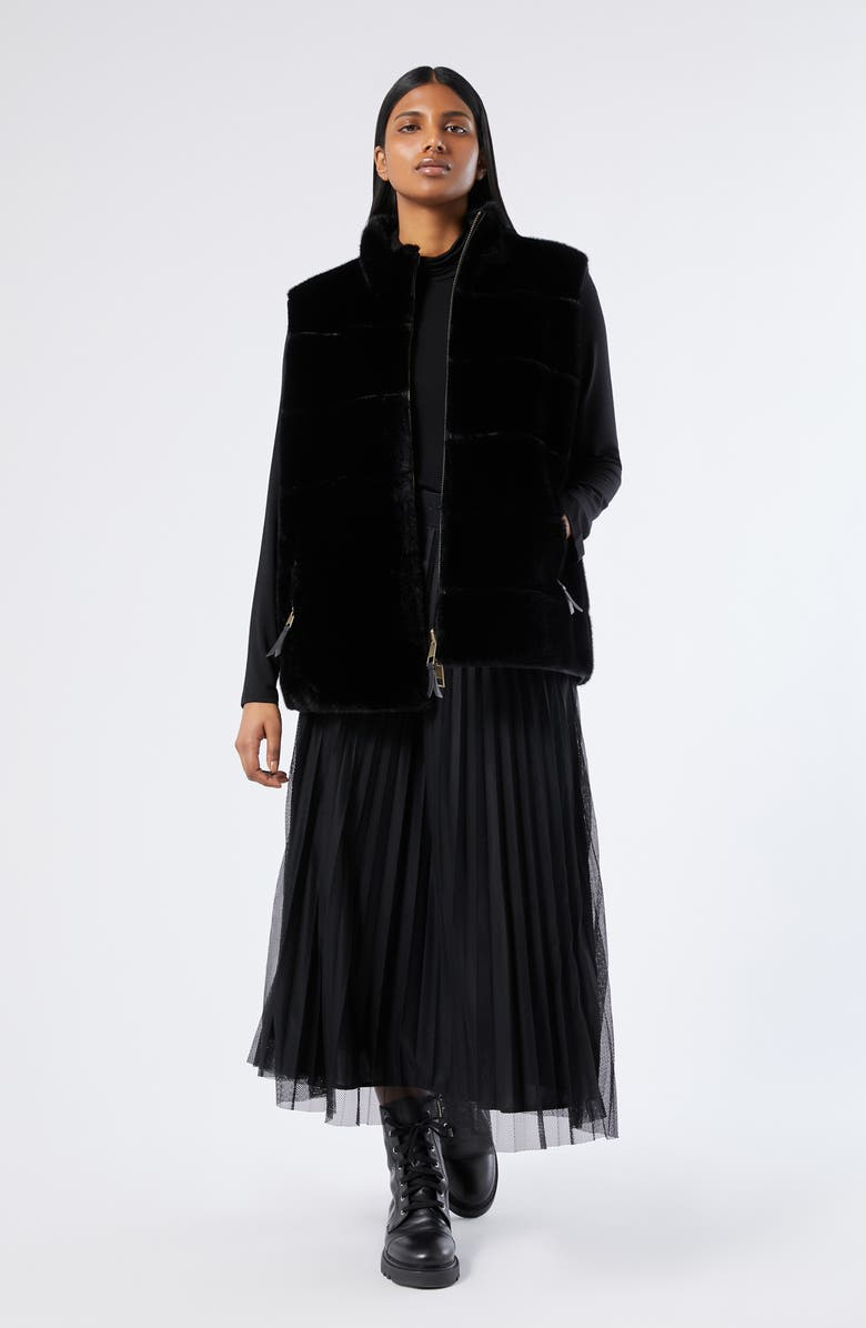 Marina Rinaldi Uscio Pleated Mesh Midi Skirt, Alternate, color, Black