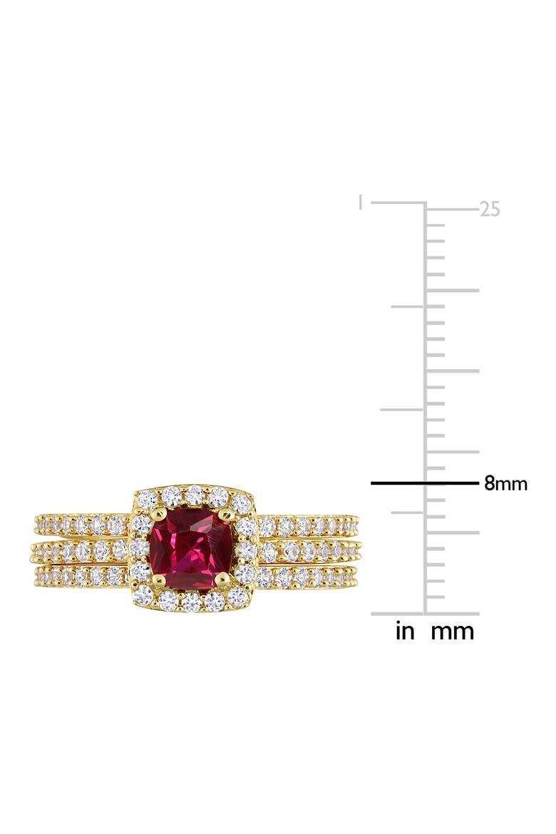 Lab Created White Sapphire & Lab Created Ruby Stackable Ring Set, Alternate, color, RED