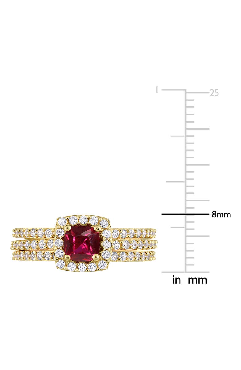 DELMAR Lab Created White Sapphire & Lab Created Ruby Stackable Ring Set, Alternate, color, Red