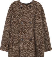 Emporio Armani Leopard Print Wool Blend Double Breasted Jacket