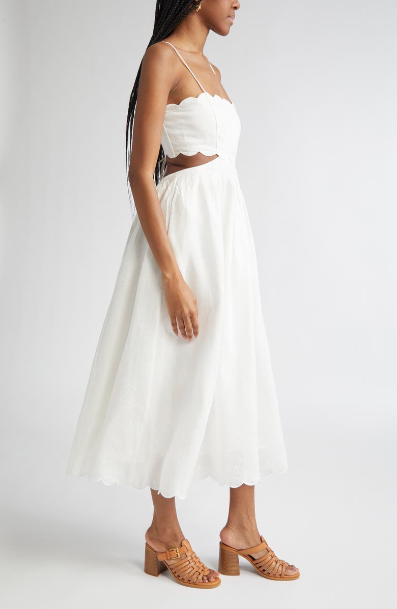 Rhiannon Corset Bodice Scallop Linen Midi Sundress