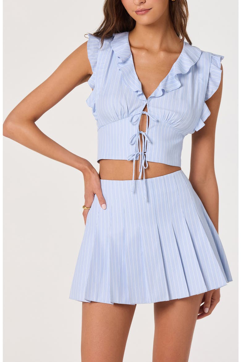 Zoela Pleat Miniskirt, Alternate, color, BLUE STRIPE