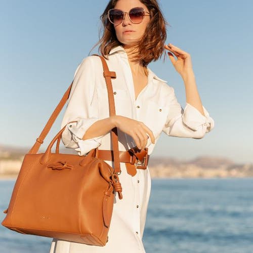 Esin Akan Wimbledon Large Leather Backpack Tote In Nutshell