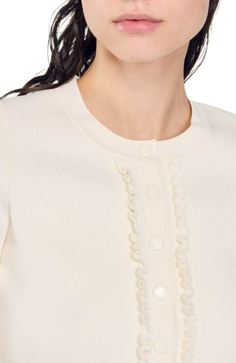 SANDRO Ruffled cardigan, Alternate, color, 
