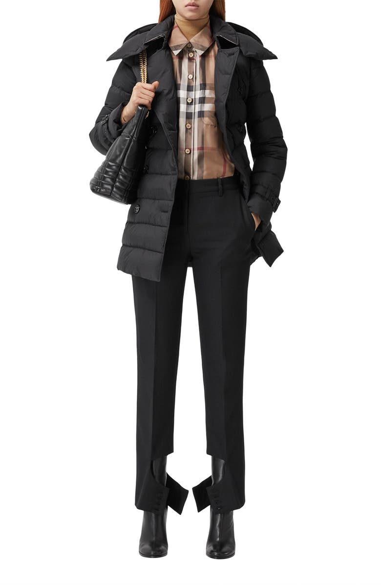 Burberry Ashwick Double Breasted Quilted Down Jacket with Removable Hood, Alternate, color,