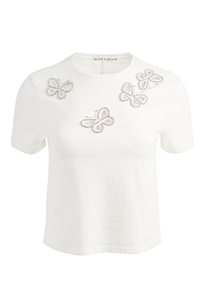 Cindy Embellished Cropped Tee, Alternate, color, OFF WHITE/ SILVER CRYSTAL