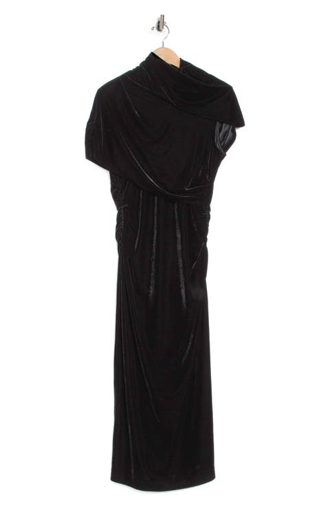 Nara Ruched Velvet Midi Dress