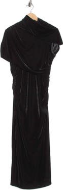 Reiss Nara Ruched Velvet Midi Dress