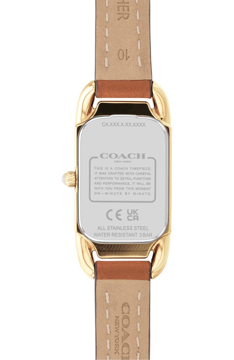 COACH Cadie Rectangular Leather Strap Watch, 17.5mm x 28.5mm, Alternate, color,