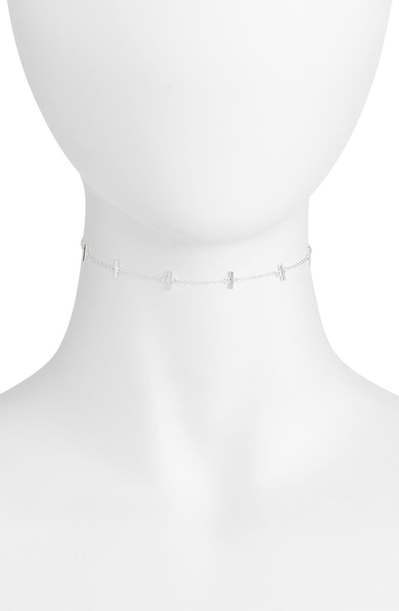 Argento Vivo Sterling Silver Bar Station Chain Choker, Alternate, color,