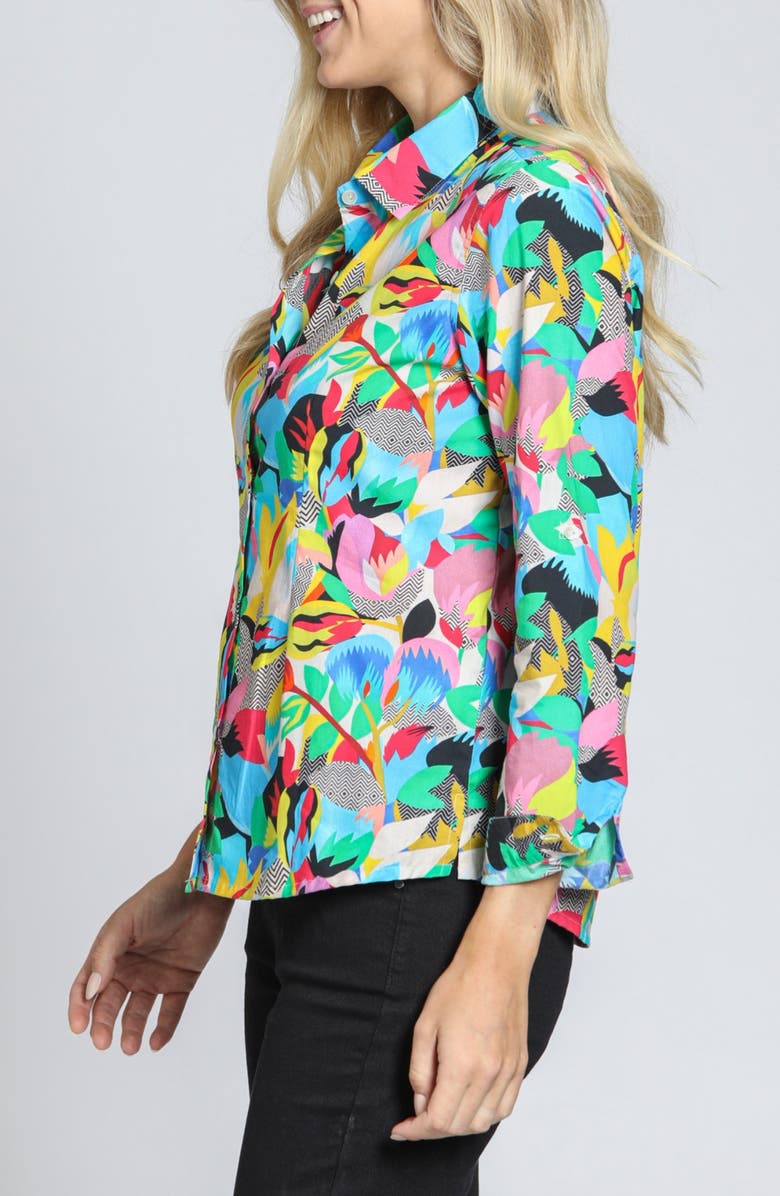 APNY Classic Floral Button-Up Shirt, Alternate, color, Bright Blue Multi