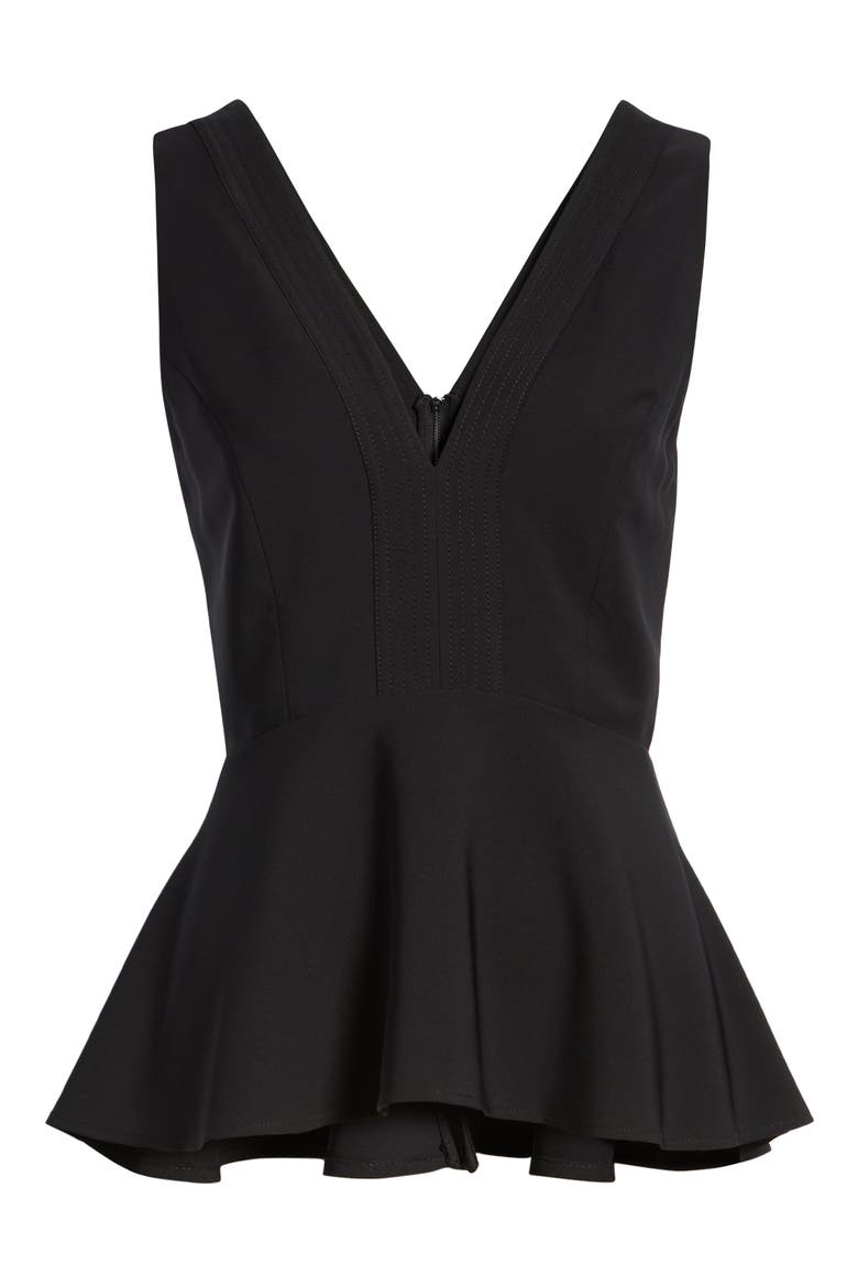 Back Zip Peplum Top, Alternate, color, BLACK
