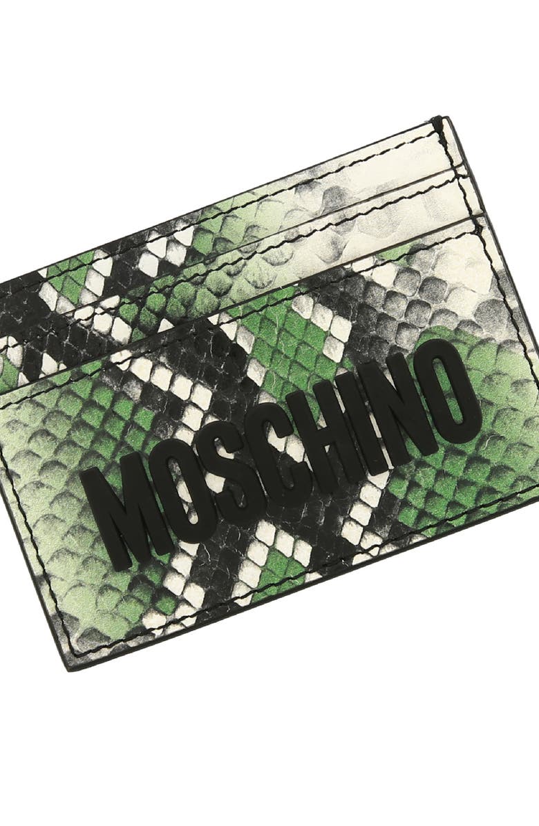 Moschino Python Embossed Leather Card Case, Alternate, color,