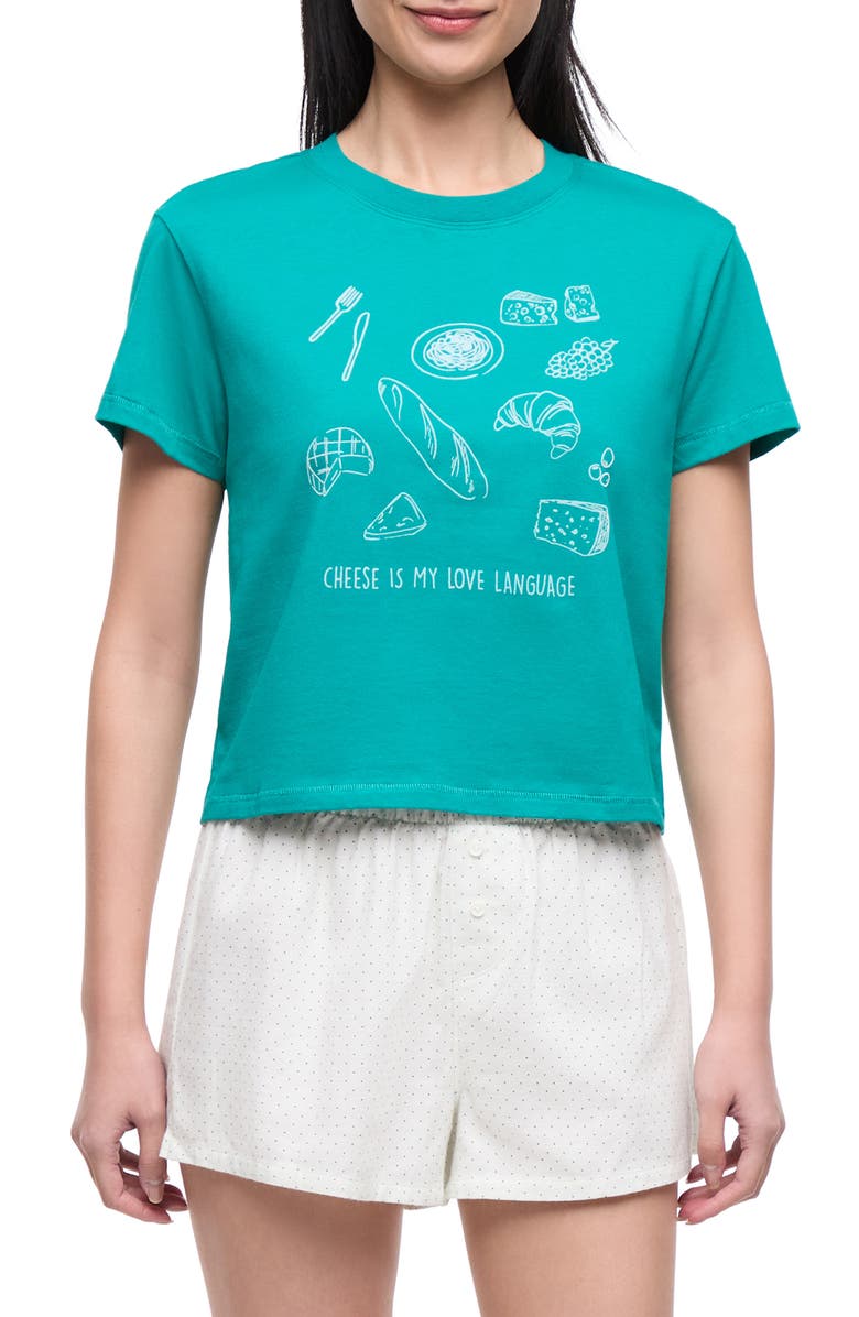 Wildfox Love Language Short Pajamas, Main, color, Dark Sea