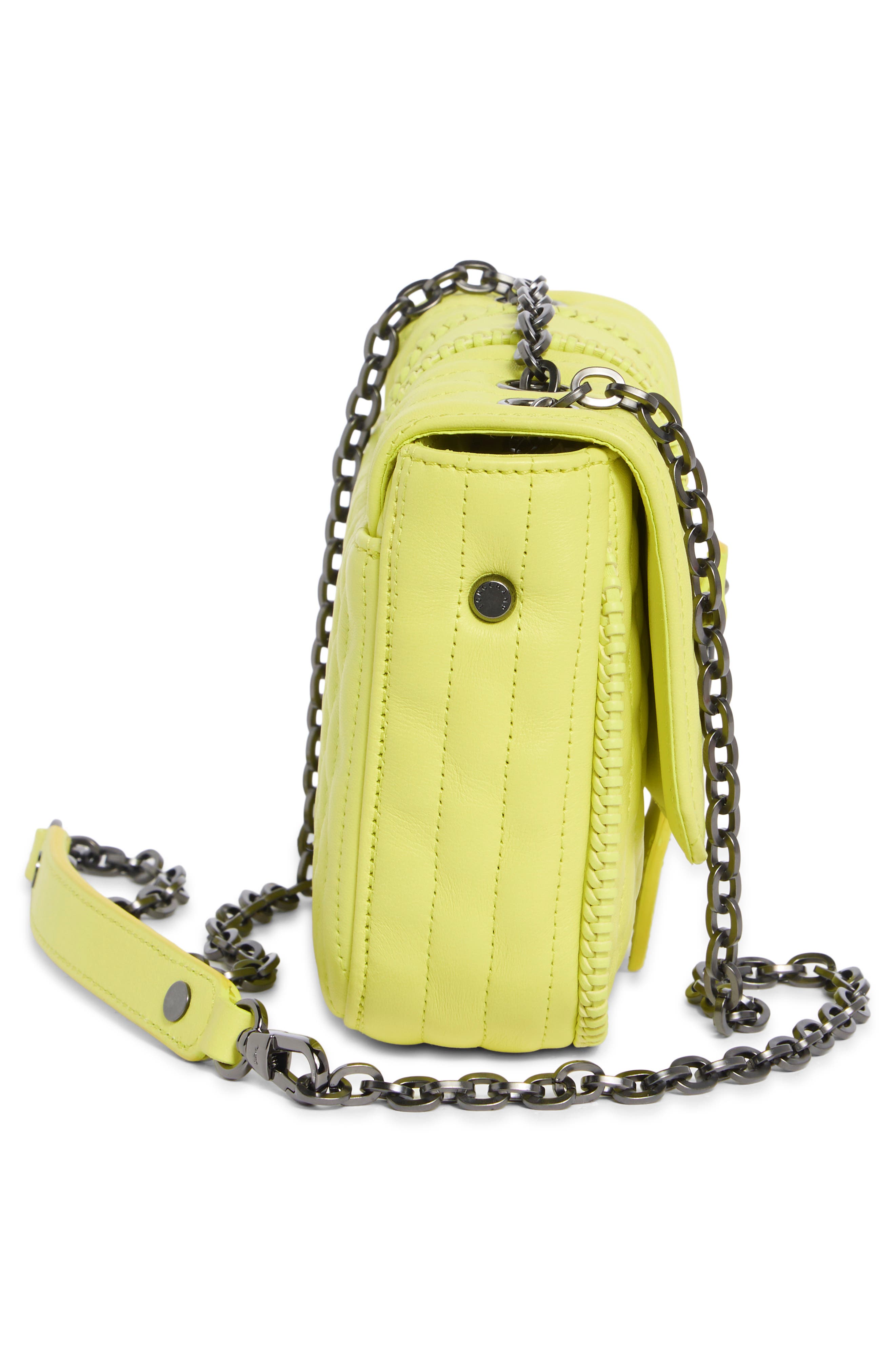 Extra Small Quilted Leather Crossbody Bag, Alternate, color, NEON YLW