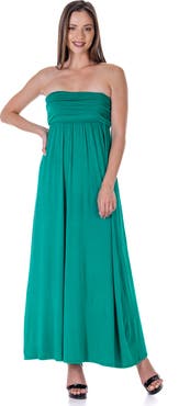 24seven Comfort Apparel Strapless Empire Waist Maxi Dress