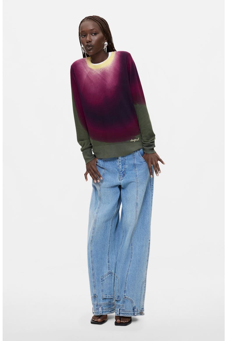 Dip Dye Effect Pullover Sweater, Main, color, BURGUNDY
