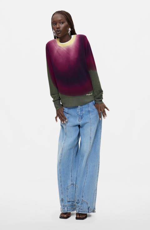 Dip Dye Effect Pullover Sweater