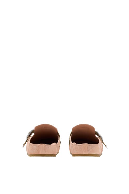 Burberry Urchin Calf Suede Slide Clogs In Pink