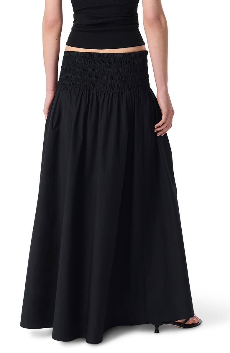 rag & bone Blythe Smocked Poplin Maxi Skirt, Alternate, color, Black