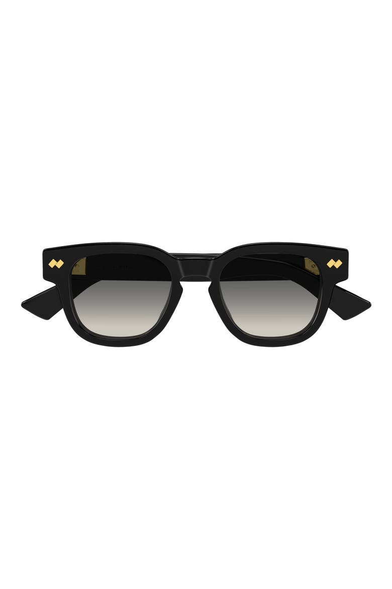 48mm Small Round Sunglasses, Main, color, BLACK
