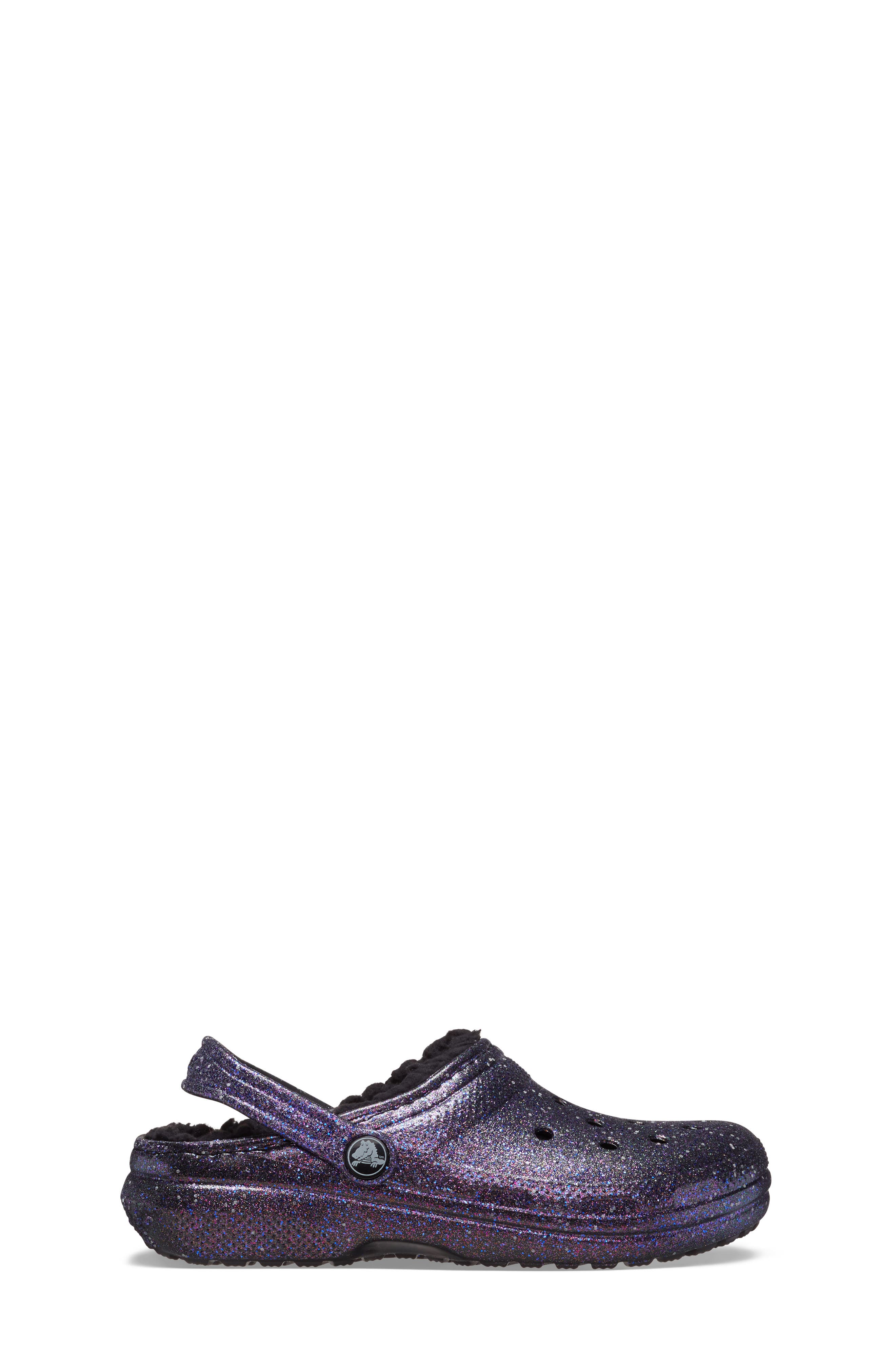 CROCS Kids' Classic Lined Space Glitter Clog, Alternate, color, Black/ Multi