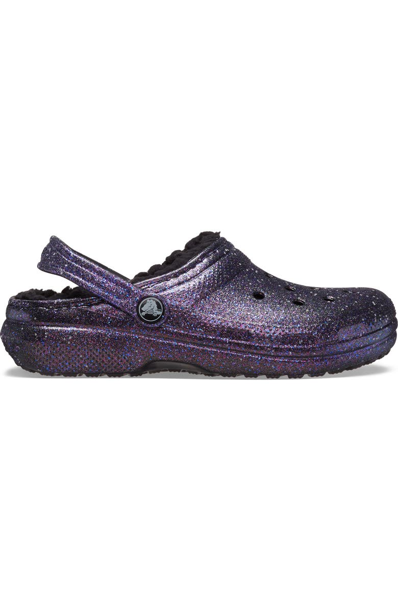 CROCS Kids' Classic Lined Space Glitter Clog, Alternate, color, Black/ Multi