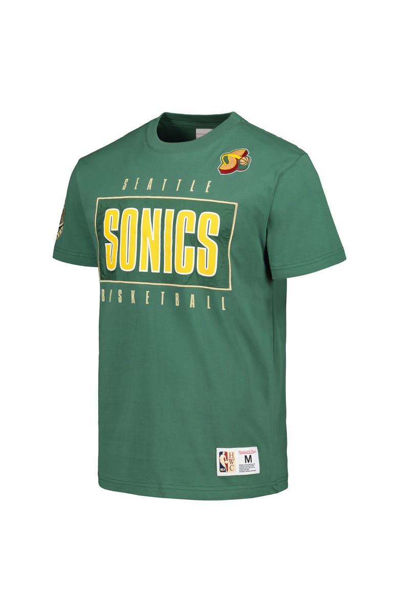 Mitchell & Ness Men's Mitchell & Ness Green Seattle SuperSonics Hardwood Classics Team OG 2.0 Premium Vintage Logo T-Shirt, Alternate, color, 