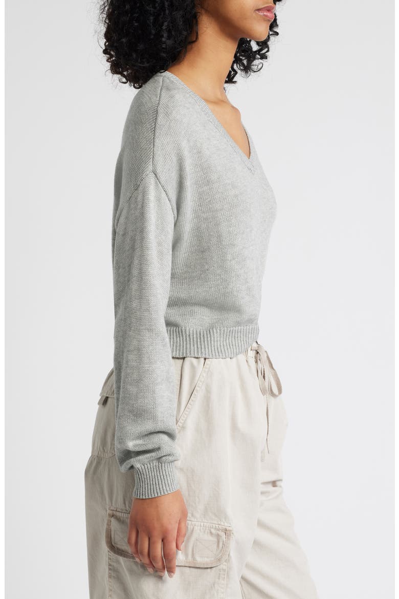 Cassandra Crop V-Neck Sweater, Alternate, color, HEATHER GRAY
