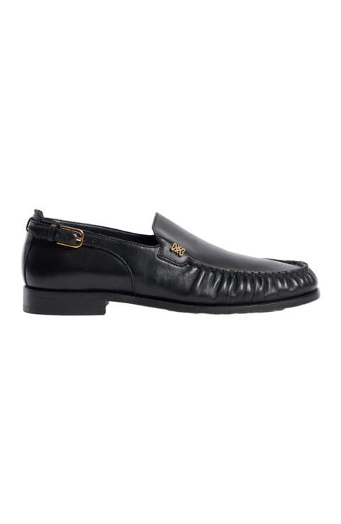 Leather buckle loafers