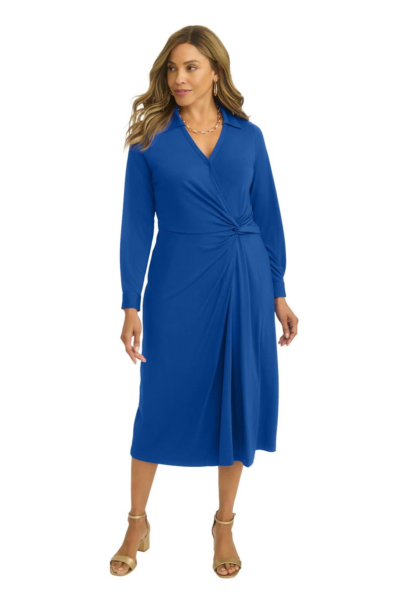 Jessica London Side Knot Midi Wrap Dress, Main, color, Dark Sapphire